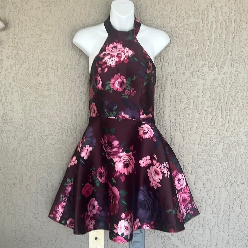 My Michelle Floral Halter Fit & Flare Homecoming Formal Mini Dress NWT - Picture 4 of 11